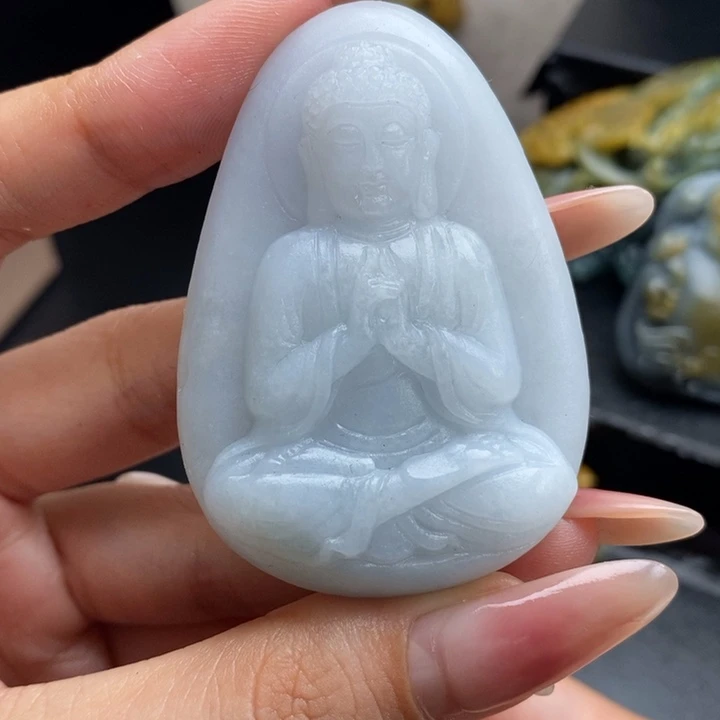 定制翡翠未镶嵌属羊猴守护大日