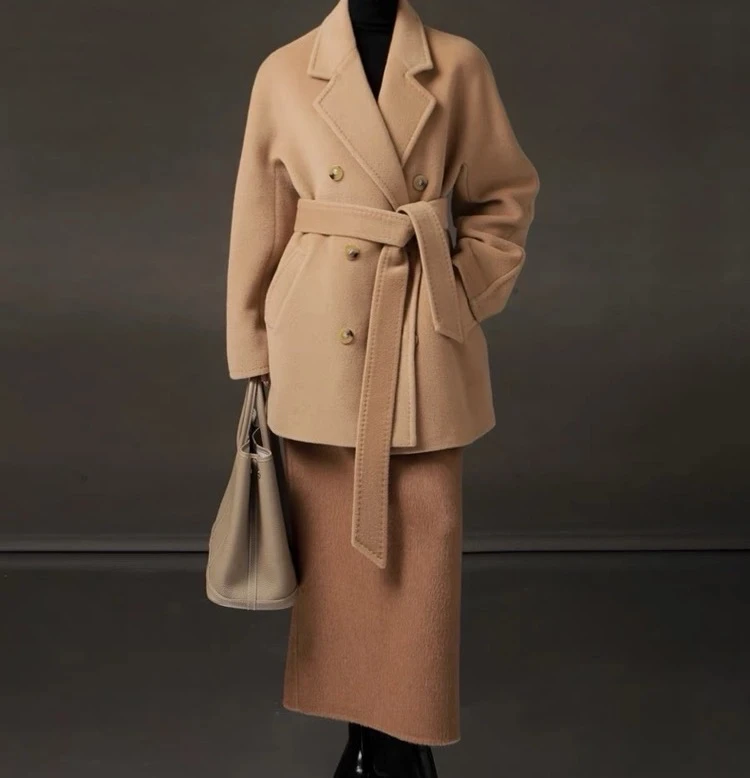 【100%骆驼绒】带里衬801加厚款骆驼绒大衣保暖一手长款大衣光泽感