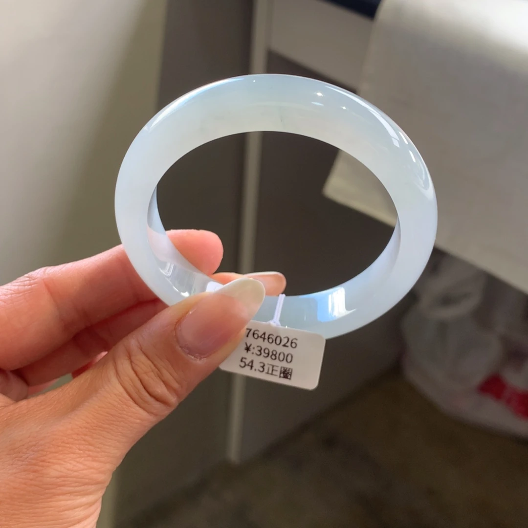 翡翠手镯未镶嵌冰蓝54.3正圈