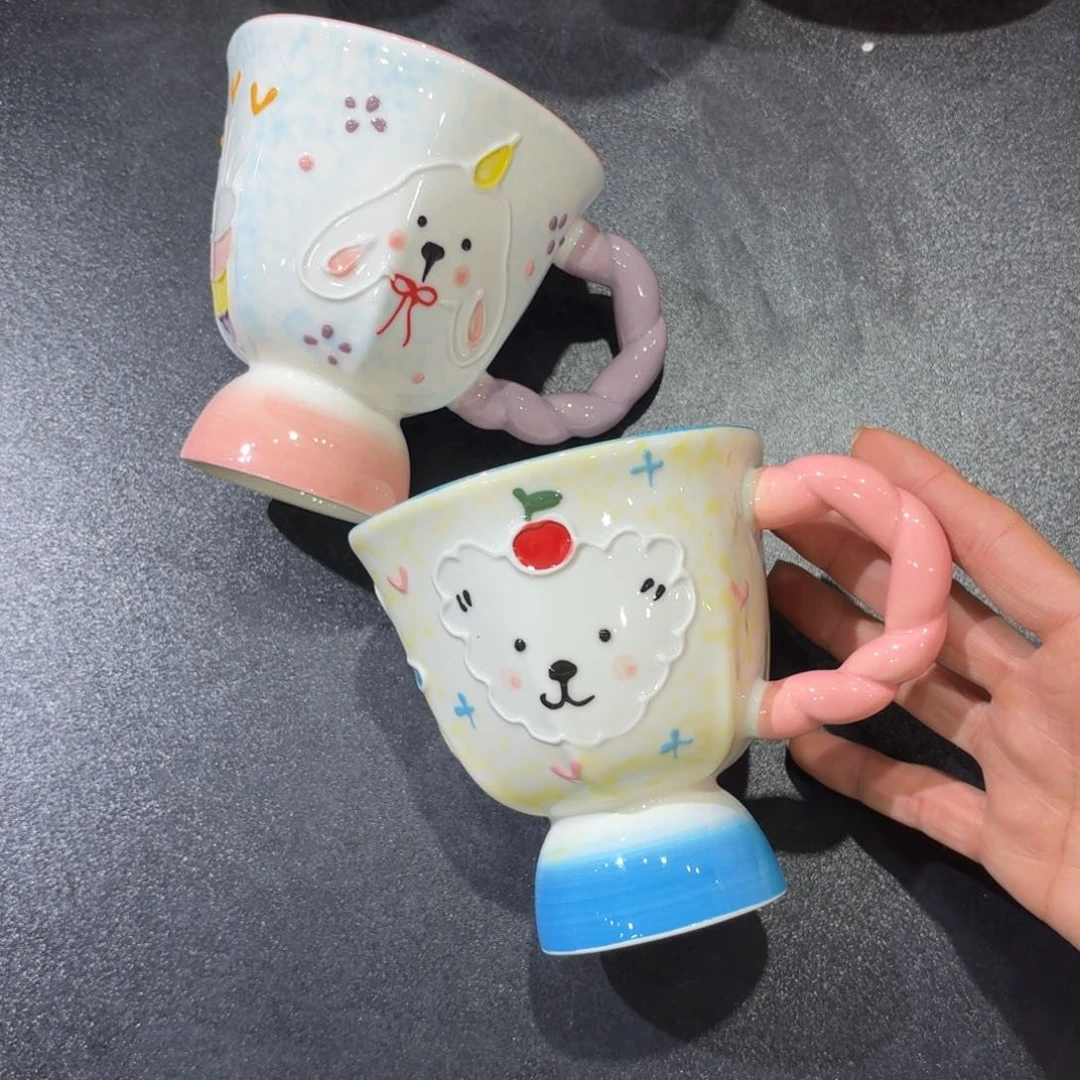 瓷两个卡通杯子两个