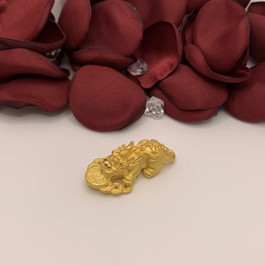 貔貅黄金吊坠 足金999 招财进宝貔貅 钱币貔貅吊坠 转运珠 手串