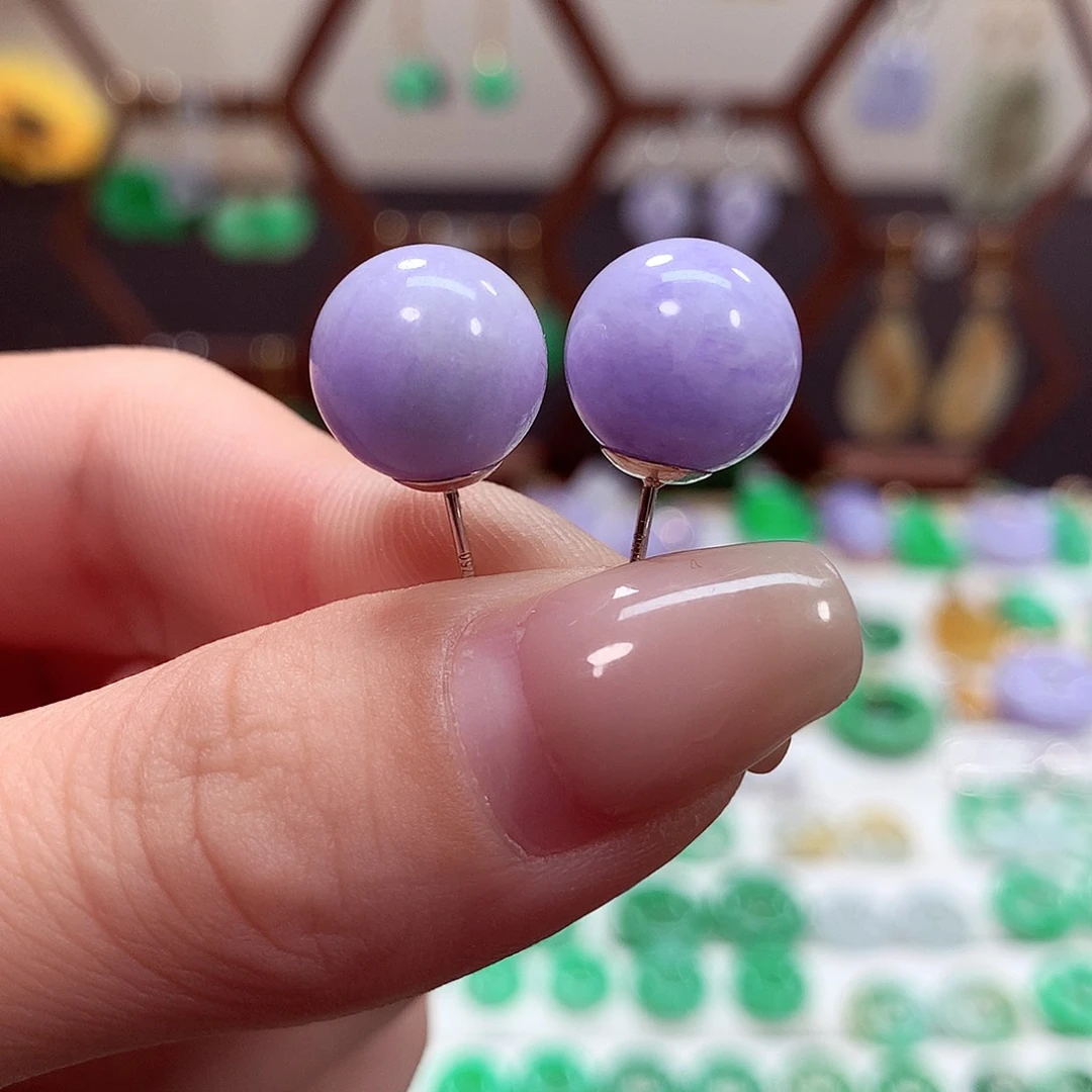 翡翠耳饰18K金镶嵌天然翡翠