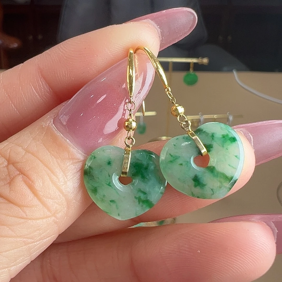 翡翠18K金镶嵌耳饰耳饰