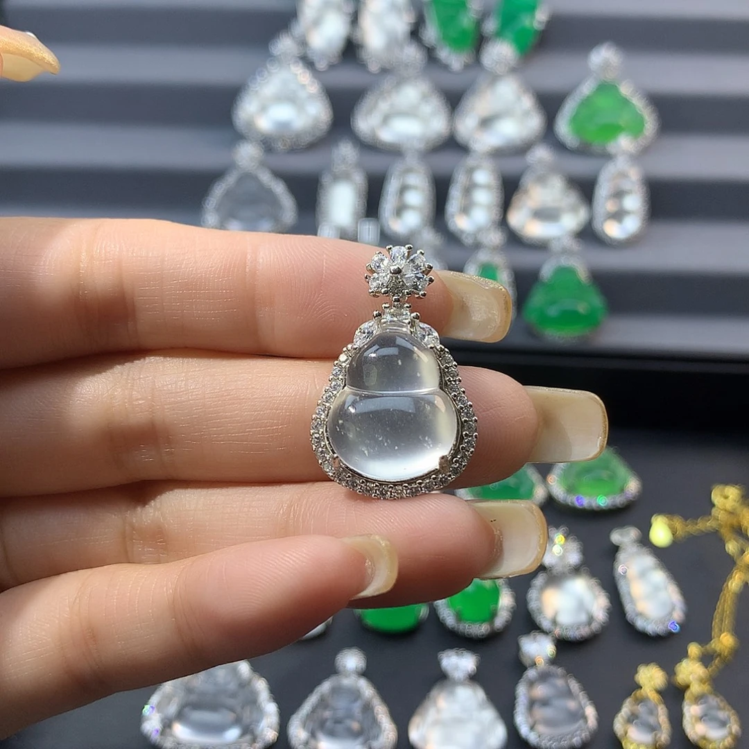 石英质玉银S925镶嵌颈饰