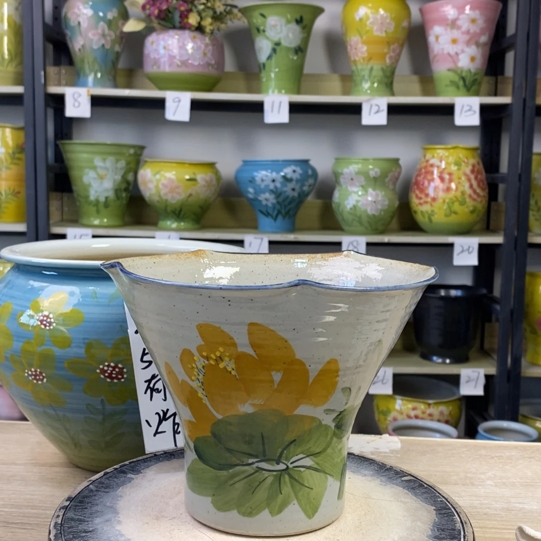 景德镇手工手绘陶瓷花盆