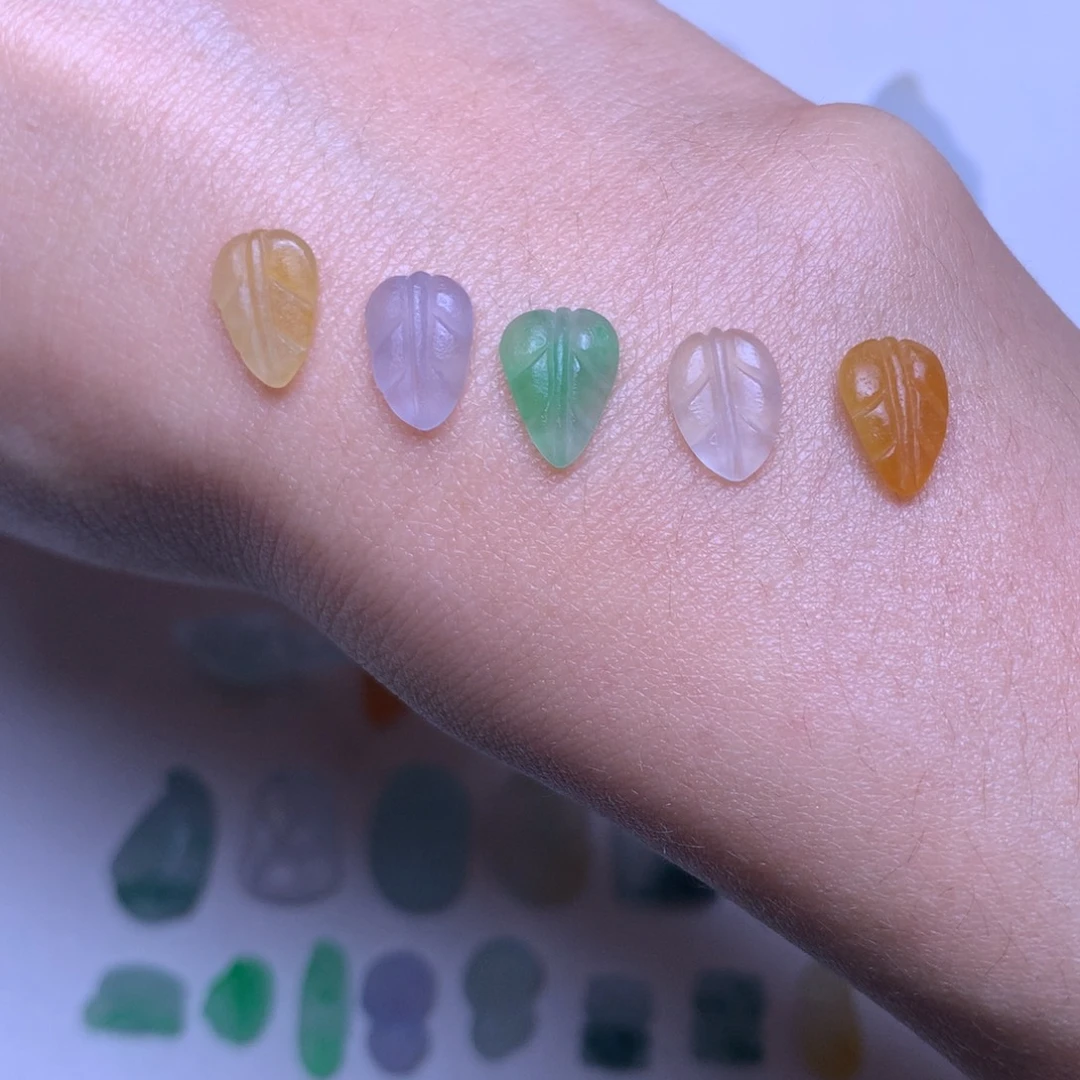 定制翡翠未镶嵌缅甸翡翠A货叶子