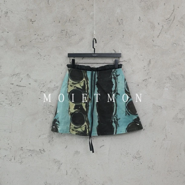 Moi et mon秋季新款小众时尚拼色短款半裙印花宽松拼色短款半裙