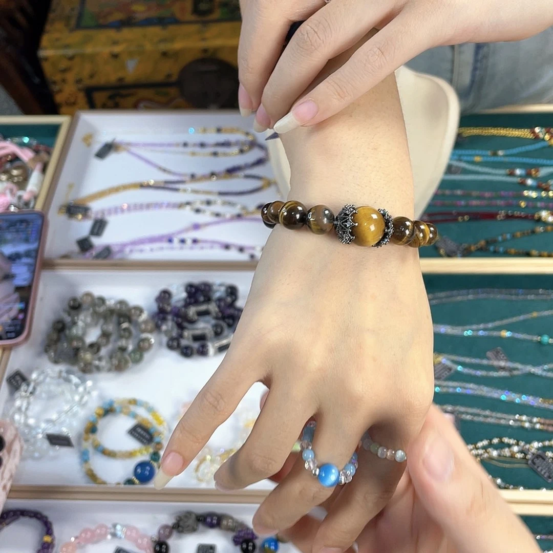 水晶手链银S925镀金镶嵌