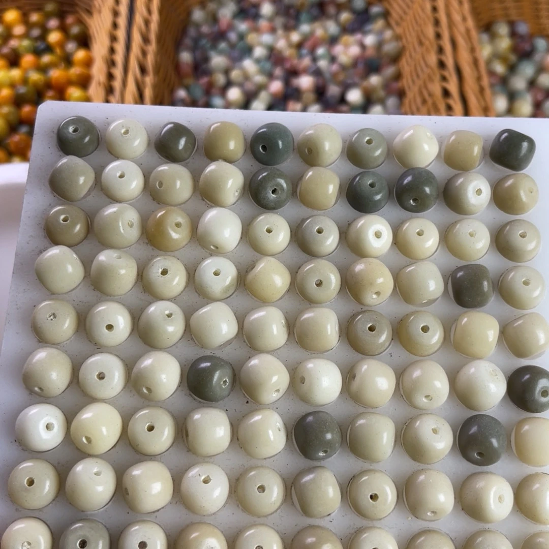白玉菩提吊坠11-10奶白桶珠120颗
