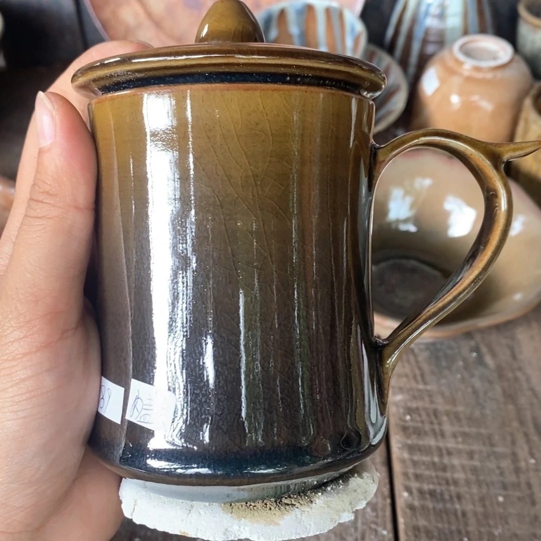 釉绘办公杯办公杯盖裂