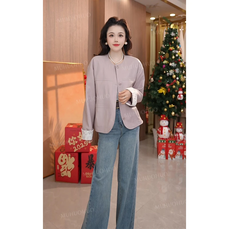 皮衣春秋长袖短款休闲百搭复古宽松显瘦气质小众春季外套