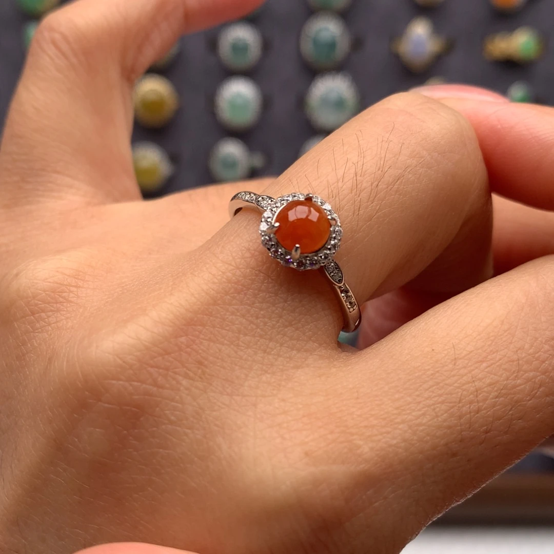 翡翠银S925镶嵌戒指戒指