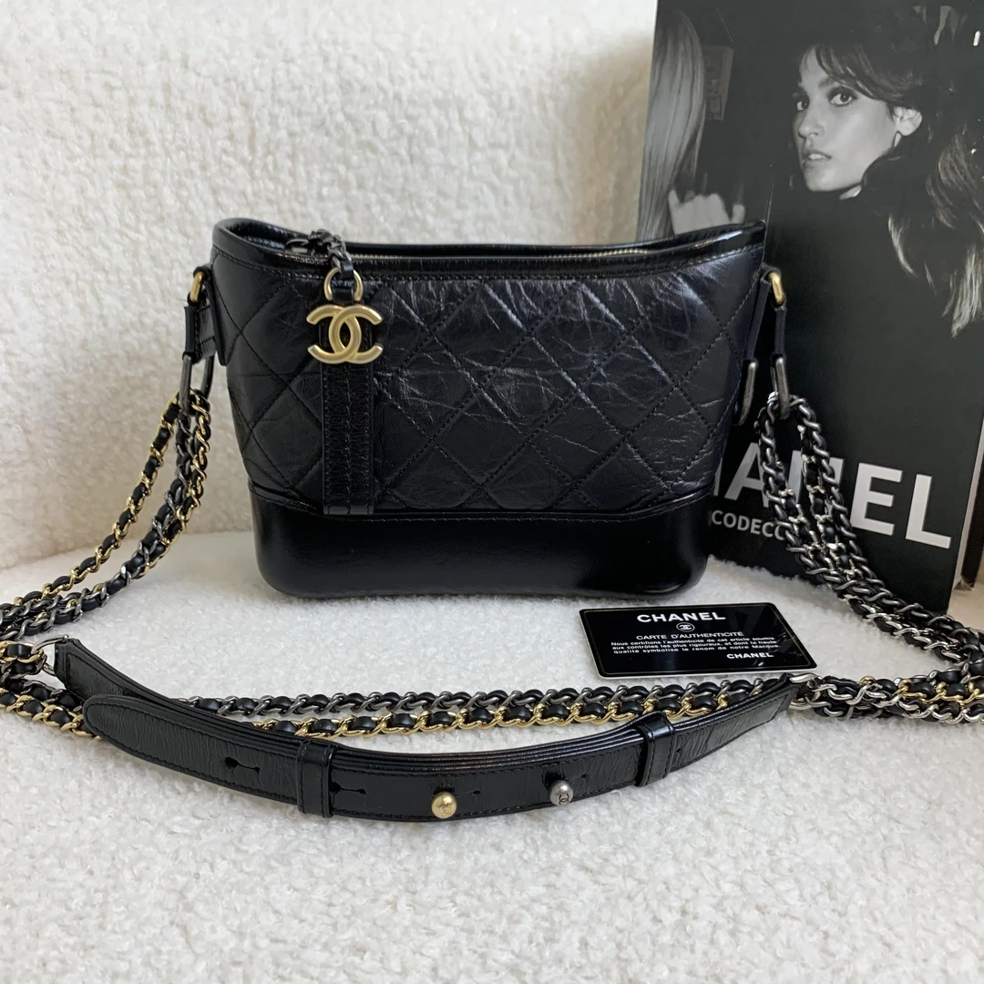 99新 Chanel/香奈儿 壹臻/Chanel 黑金流浪小号单肩包 74010430