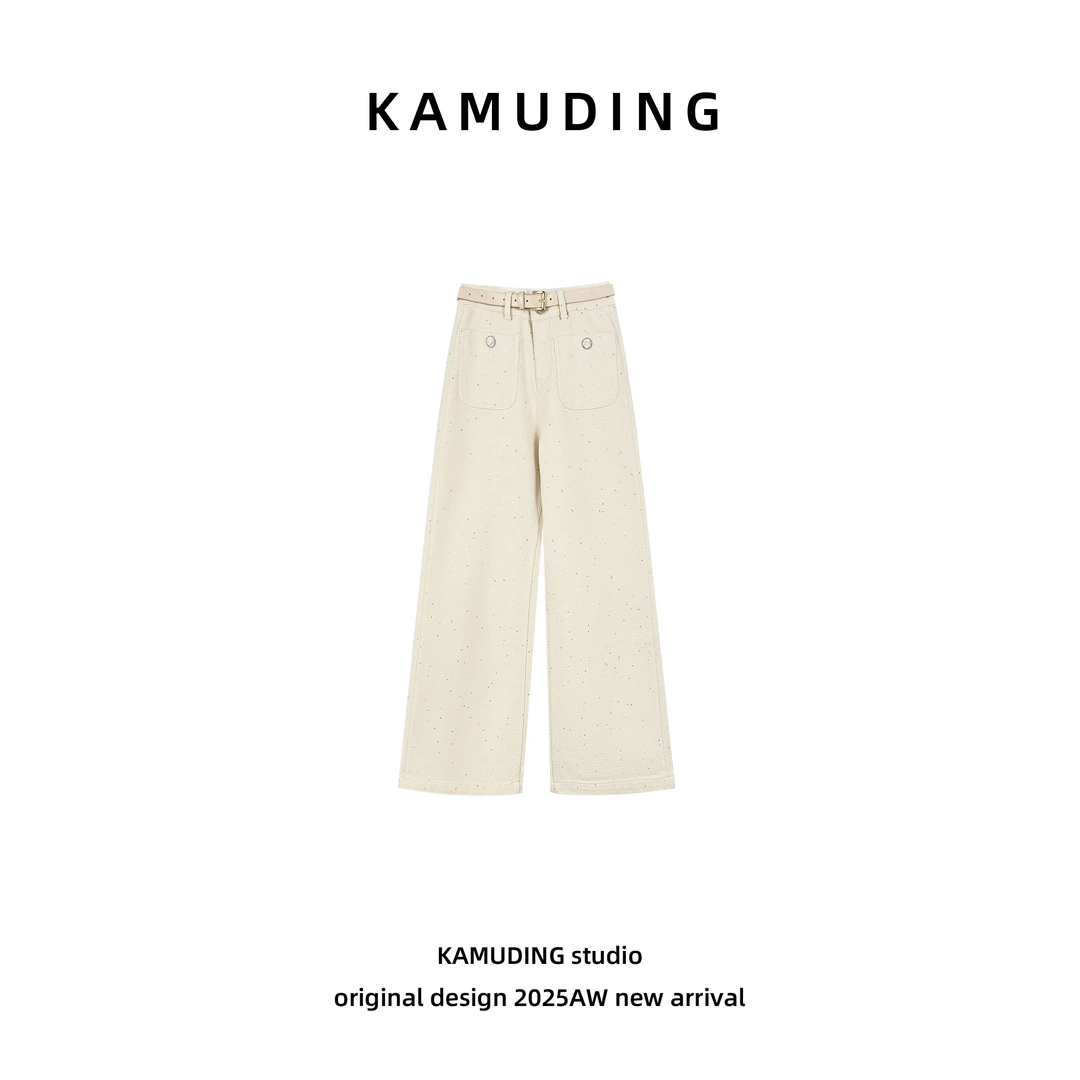 KAMUDING2025新款A秋季水洗宽松时尚牛仔裤直筒裤25313