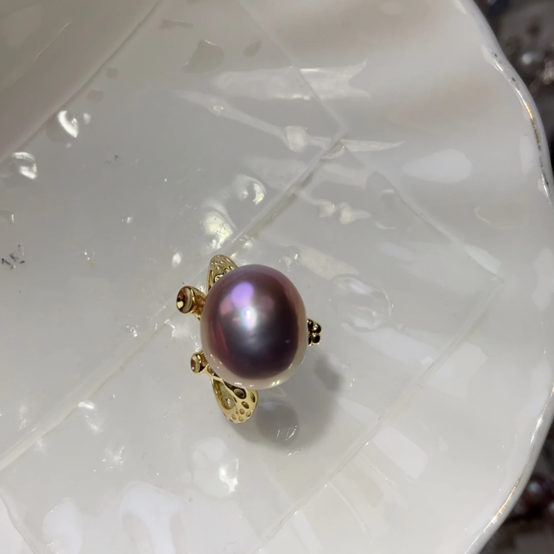 戒指淡水珍珠银S925镶嵌