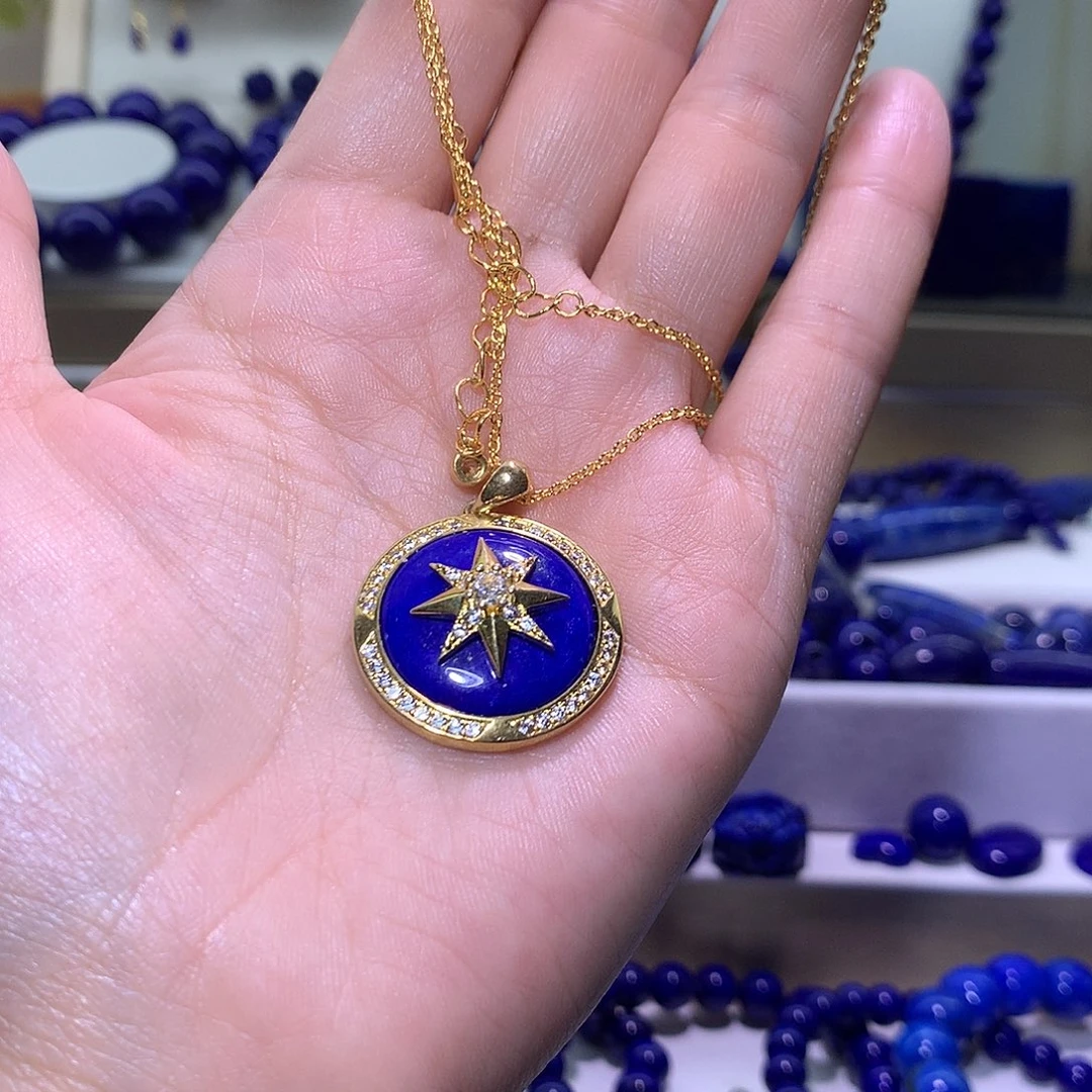 青金石合金天然原矿项链