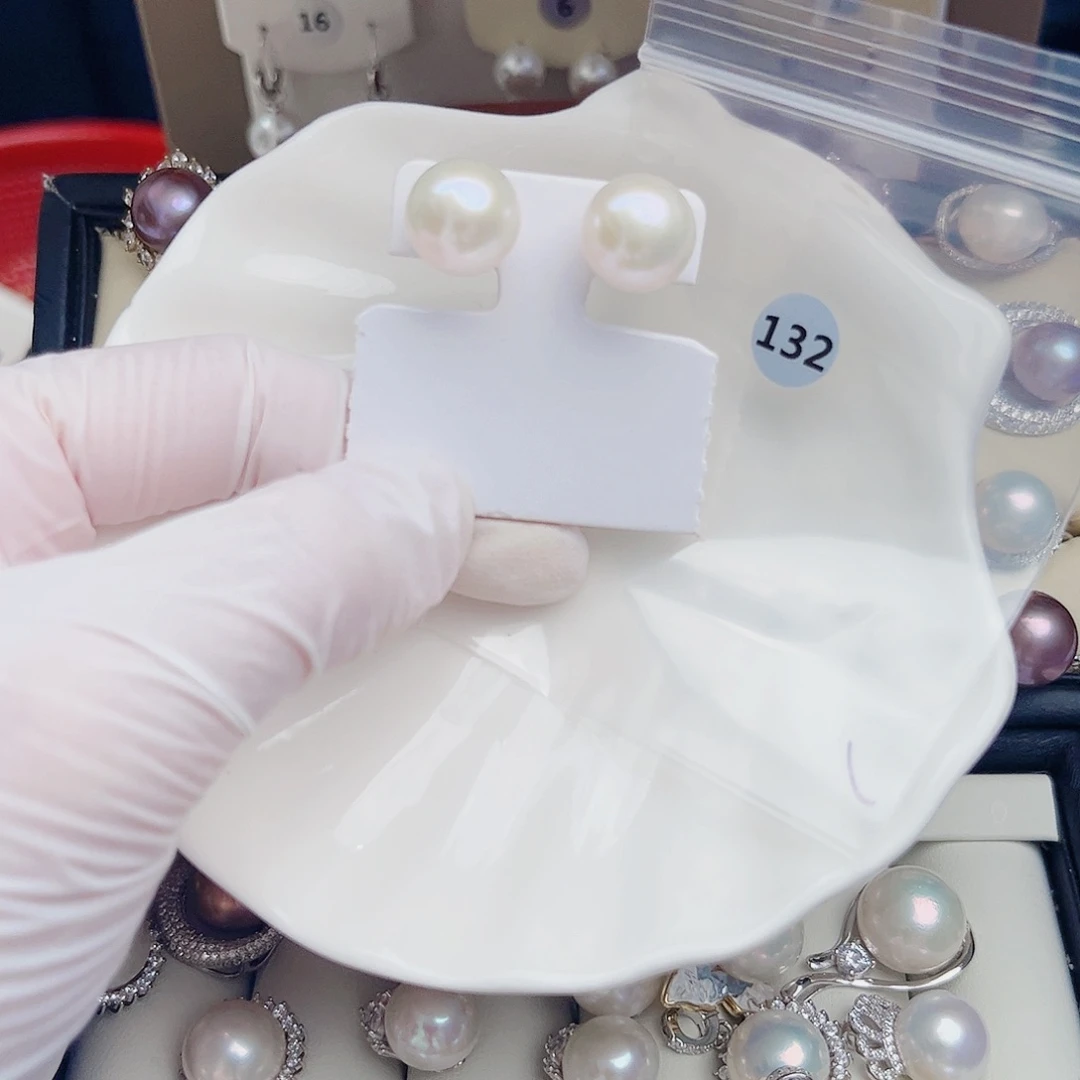 银S925镶嵌淡水珍珠耳饰