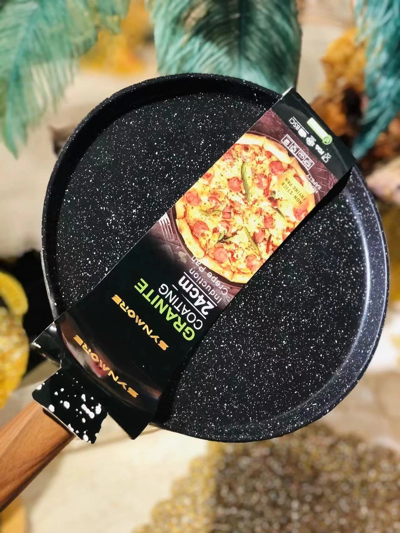 （hasoy新疆包邮）家用24cm麦饭石平底锅不粘锅烘焙早餐煎锅耐用