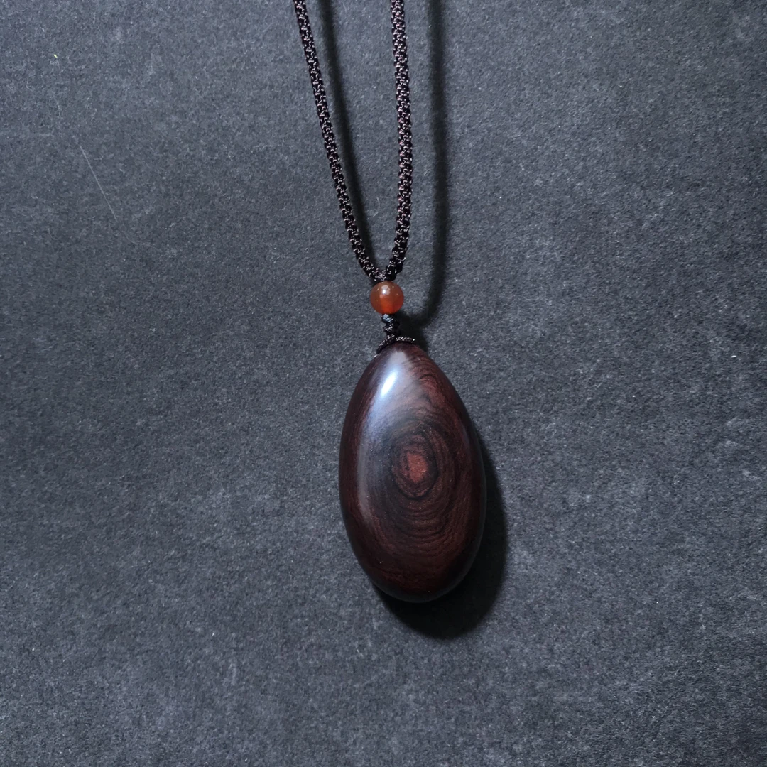 浮生典藏FS332海南黄花梨紫油梨多彩正心吊坠