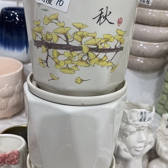 多肉绿植陶瓷花盆9.9包邮，有孔