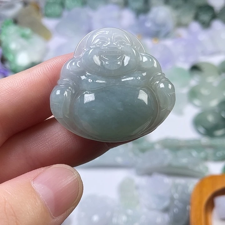 人***乐翡翠未镶嵌颈饰佛公