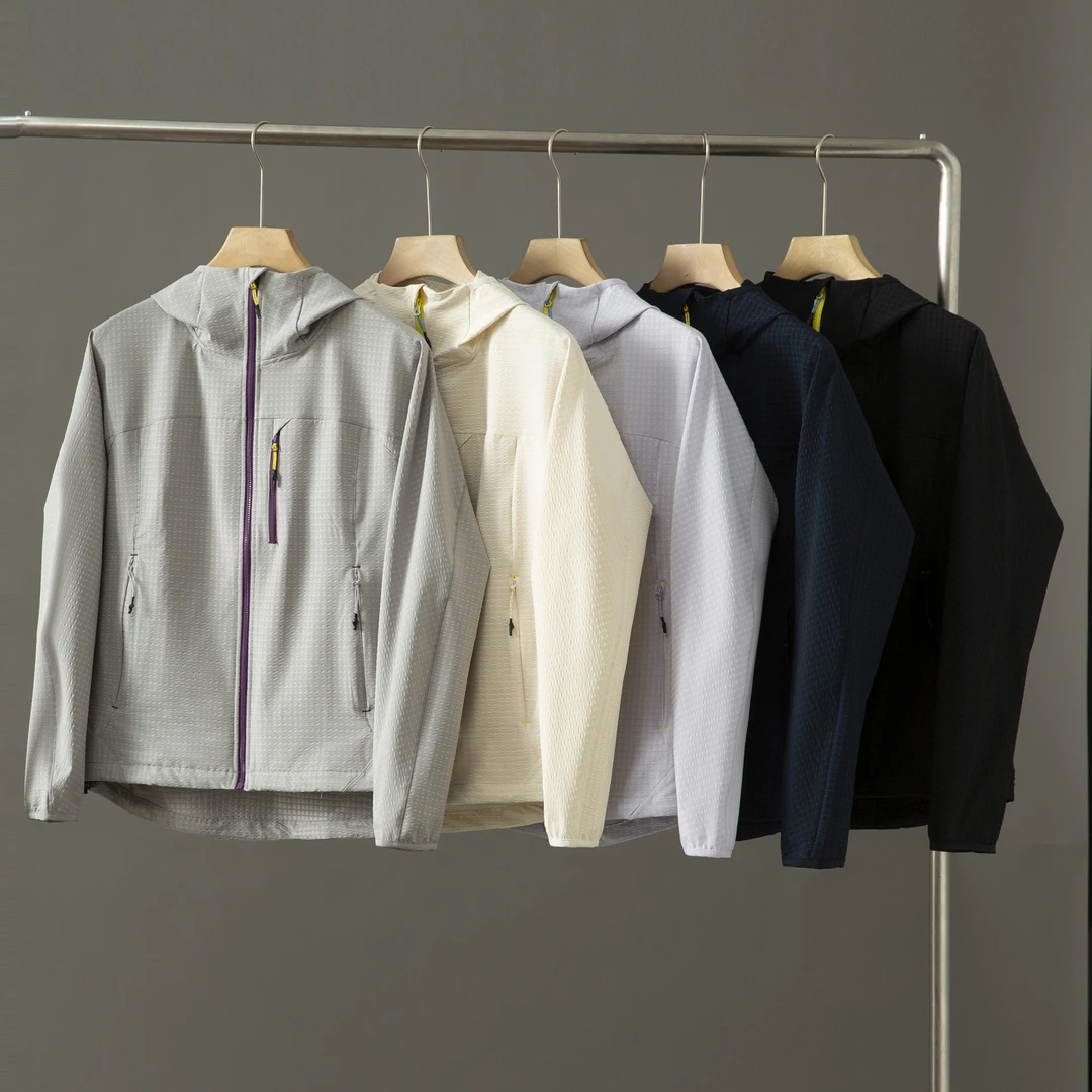 绝绝紫！早春男女户外防泼拉链撞色情侣连帽开衫外套/25-5602