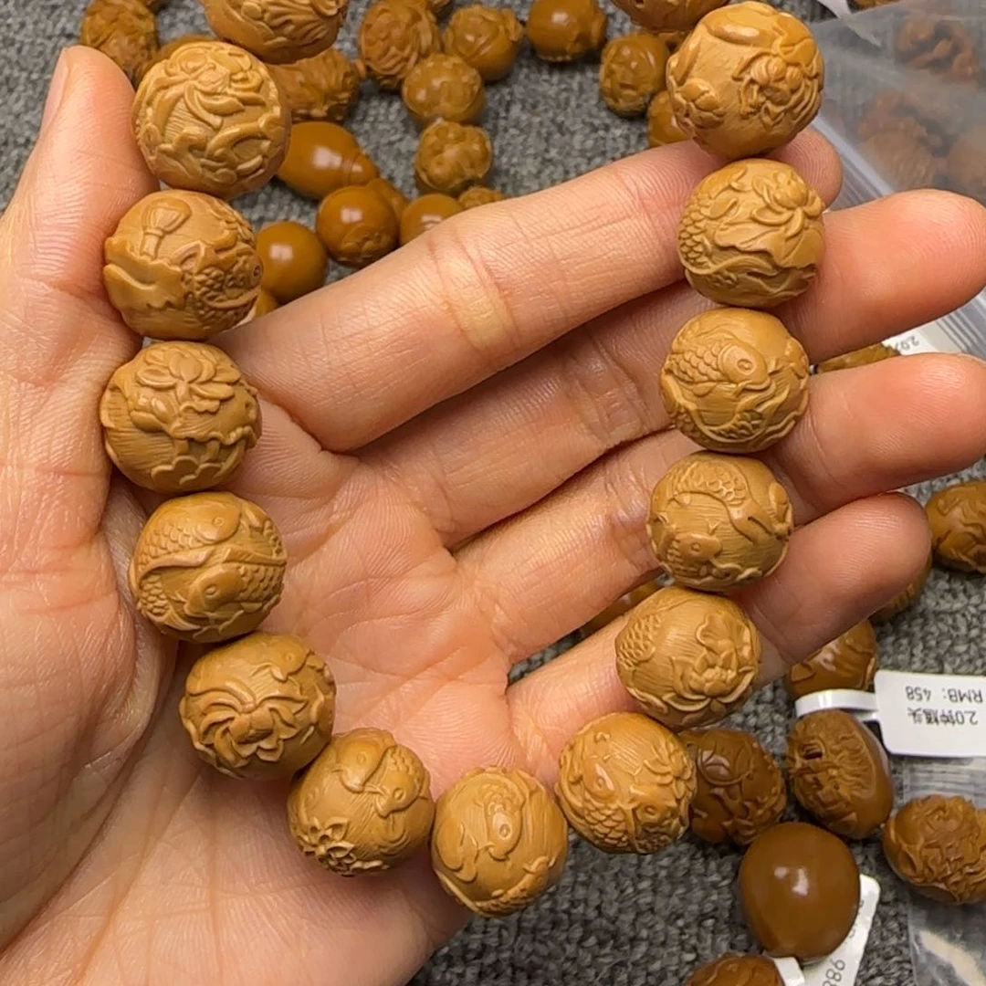 橄榄核手串/手链东*度莲花鲤鱼