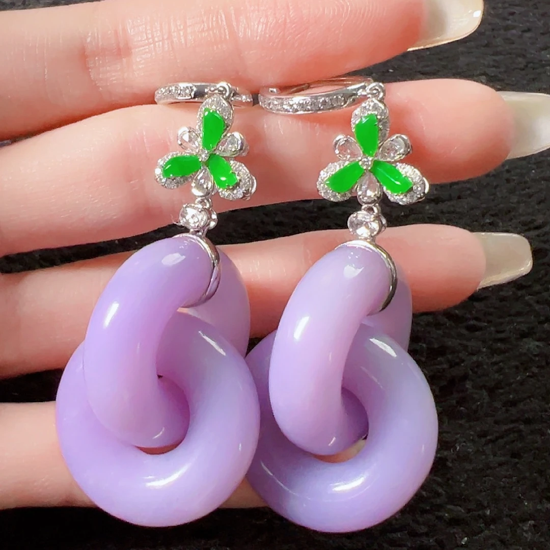 翡翠18K金镶嵌耳饰签收后24小时鉴赏期，过时不退