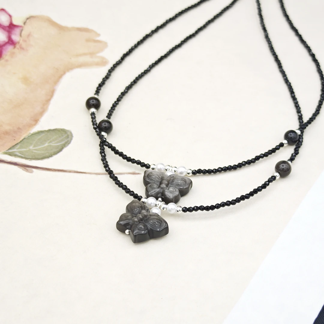 【守护蝶】银曜石尖晶石项链面小仙多样性发其一