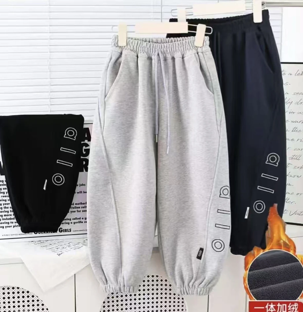 【加绒加厚】男女童保暖裤子秋冬儿童中大童一体加绒休闲长裤运动裤