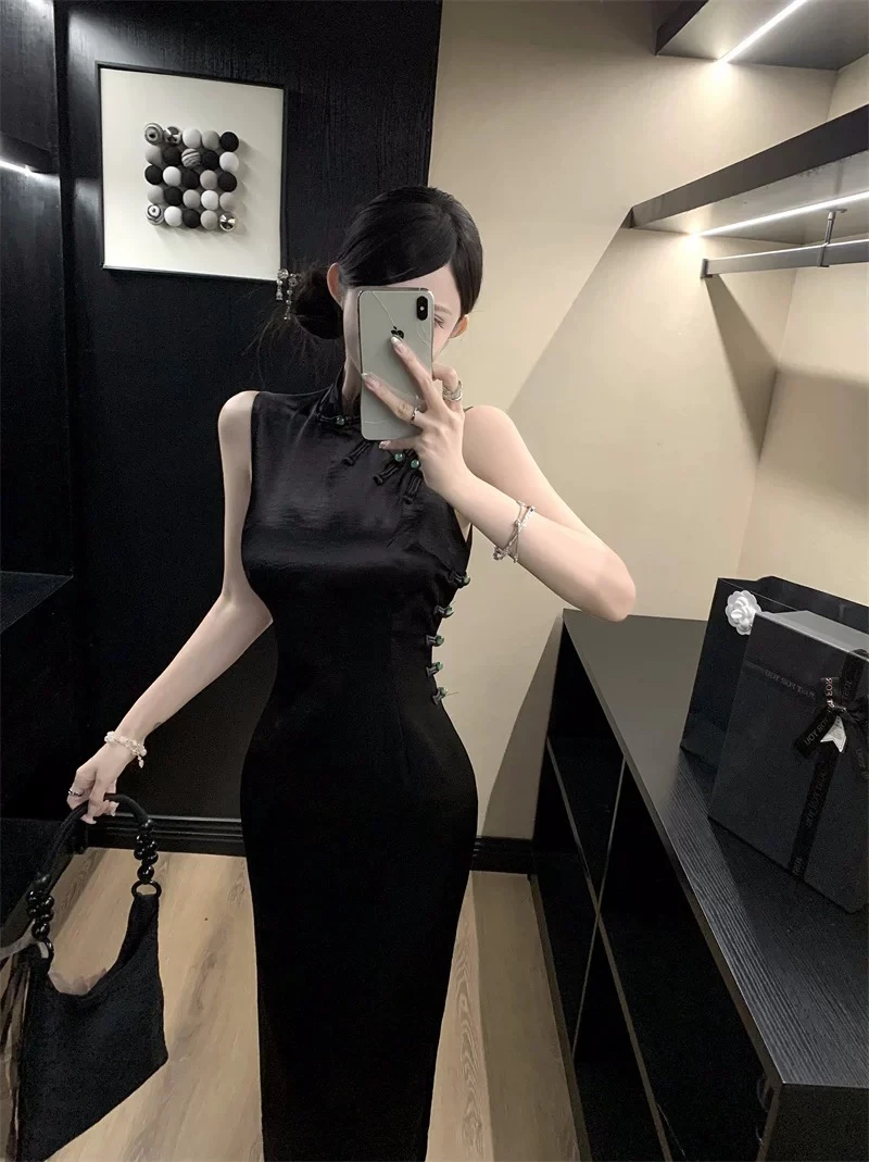 【ES设计师款】宴会旗袍裙包臀旗袍领中式夏季