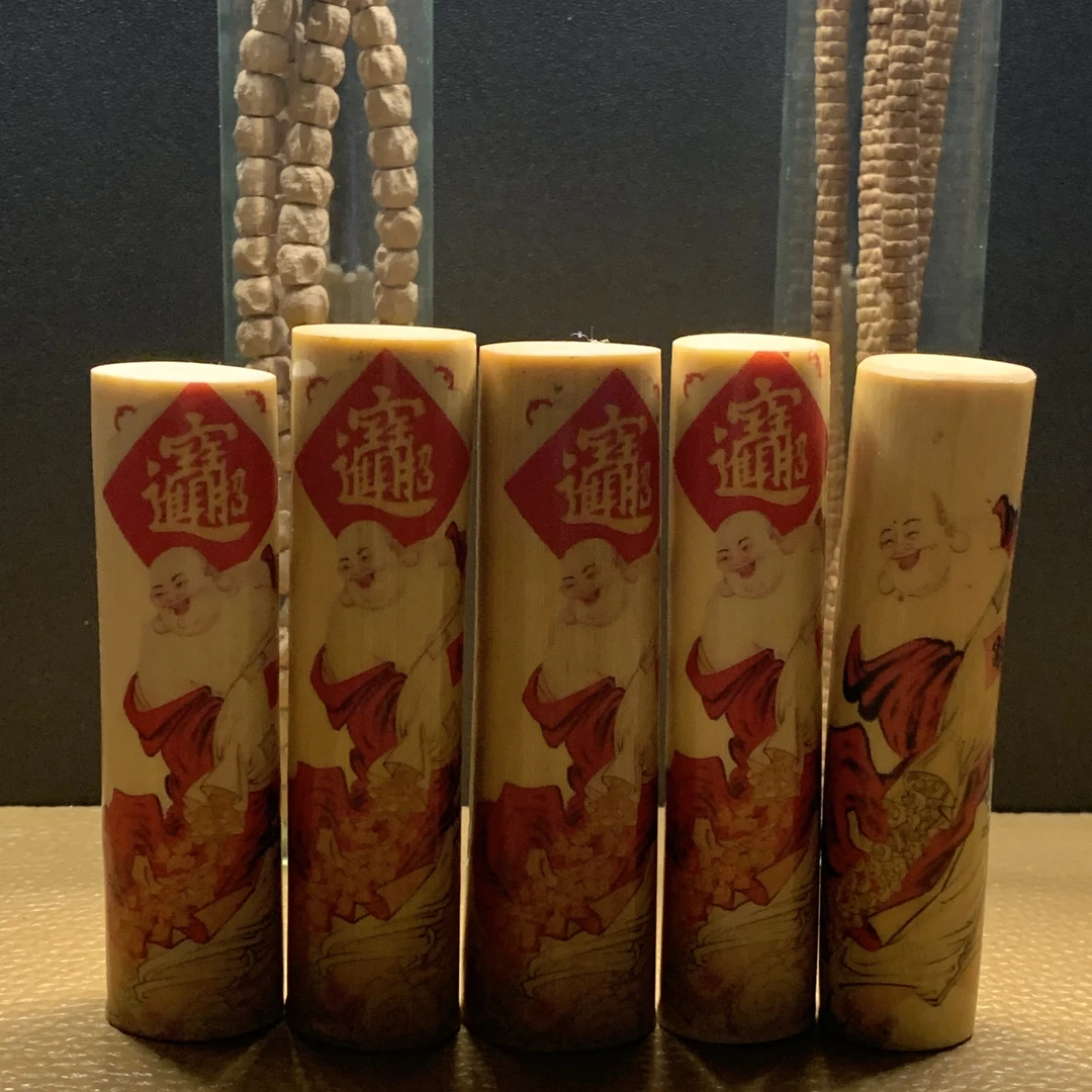 B59 实心玉竹纯手工彩绘弥勒佛