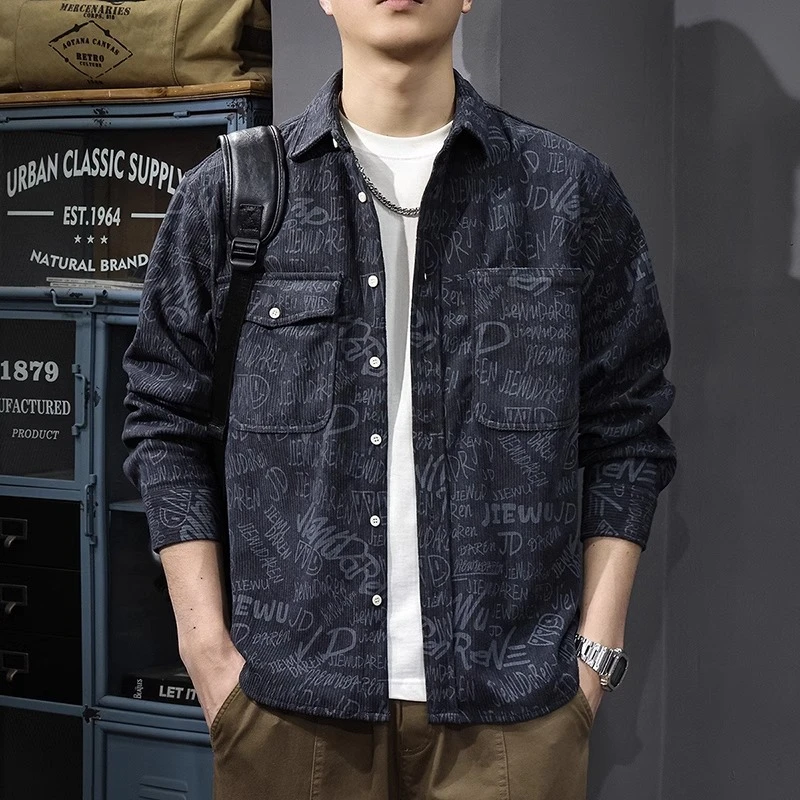 MR.MUDI/穆迪先生美式潮牌工装休闲衬衫男春季新款痞帅印花设计感