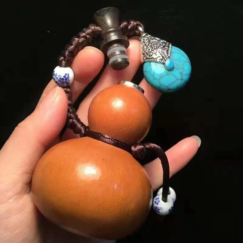 天然野生迷你文玩小葫芦随身挂件手把件开口盘玩小物件把玩挂绳