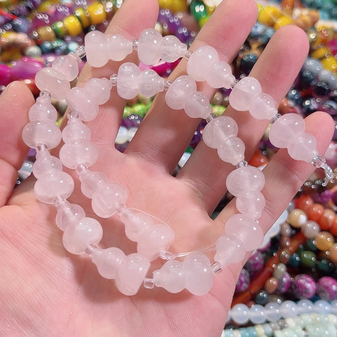 玛瑙/玉髓未镶嵌珠宝半成品粉水晶葫芦一条14x17mm