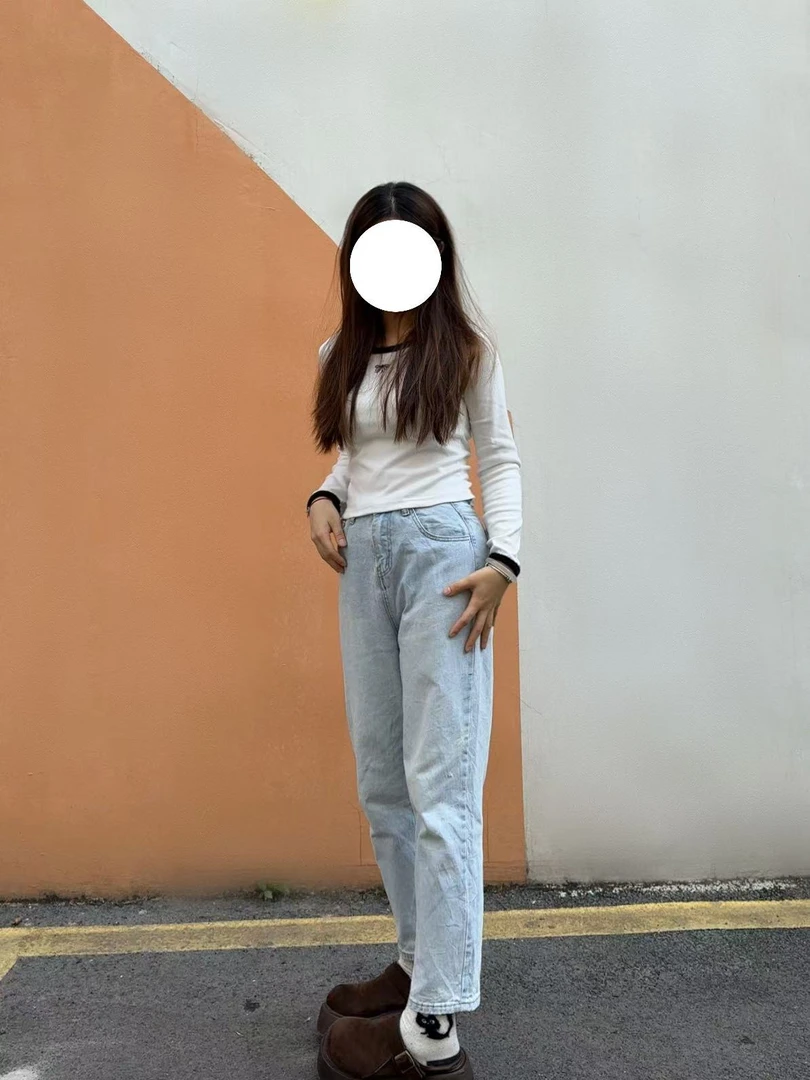 牛仔裤女 随机发类似款 已开扣眼 默认瑕疵  到手褶皱需自己烫