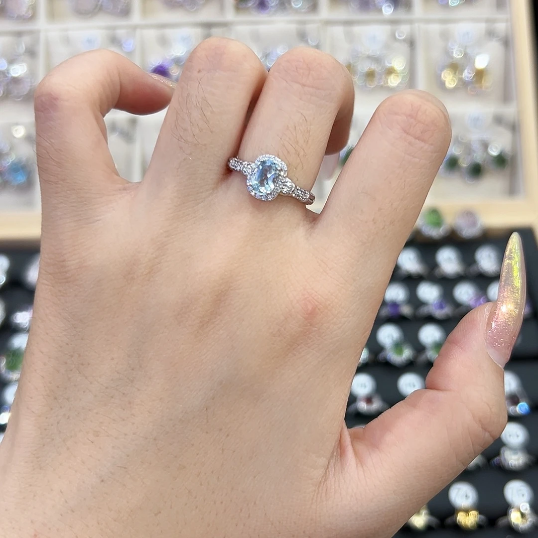 戒指托帕石银S925镶嵌