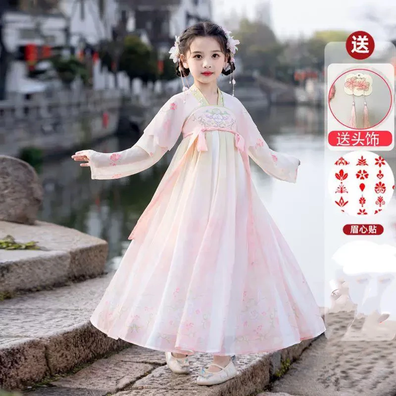 234哈哈家儿童汉服女童新款国风超仙连衣裙