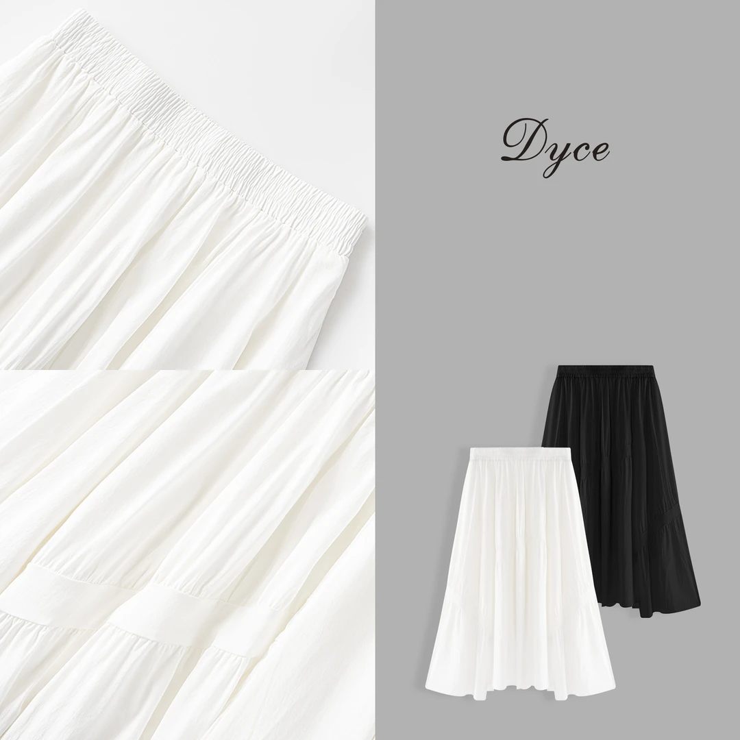 【云影】夏薄款百褶裙高腰中长半身裙宽松百搭裙子