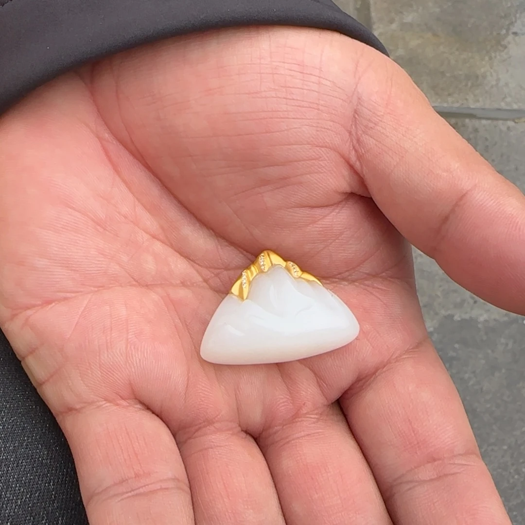 和田玉18K金镶嵌颈饰新疆羊脂白