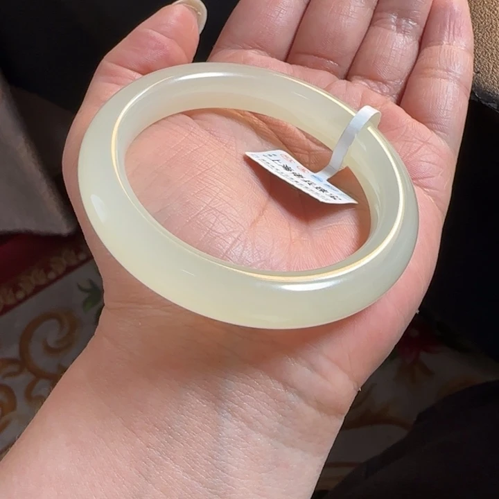 和田玉未镶嵌手镯 冰晴54.6