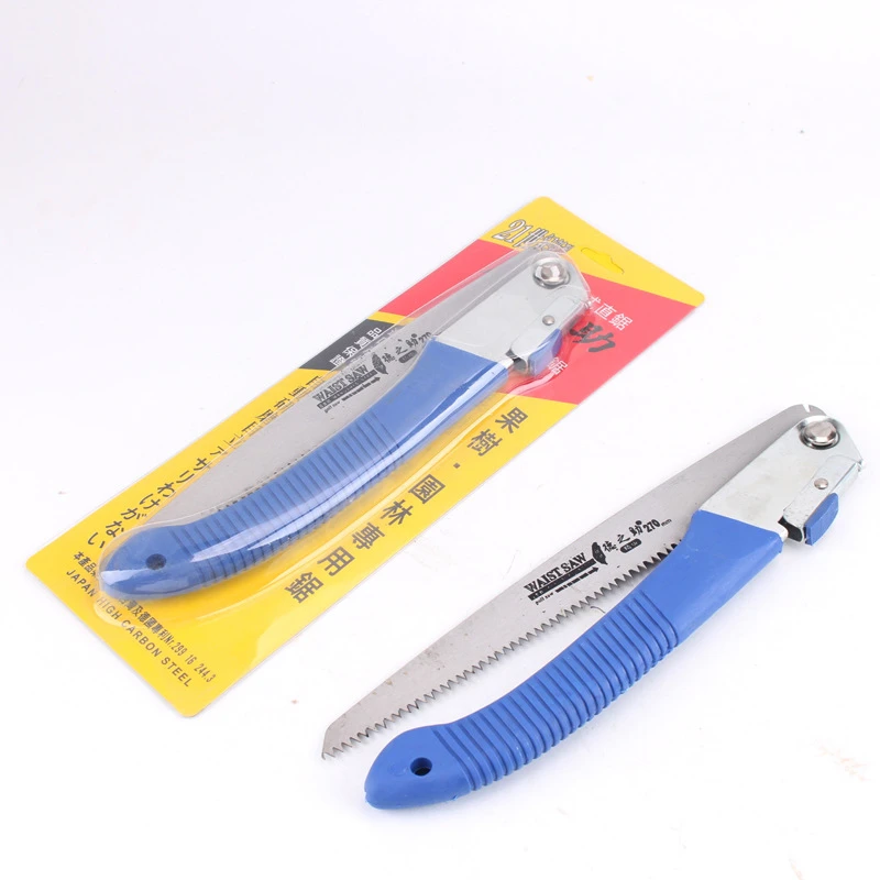 农用园林工具两面磨齿蓝柄红把黑把果树木工锯折叠手工锯园艺工具