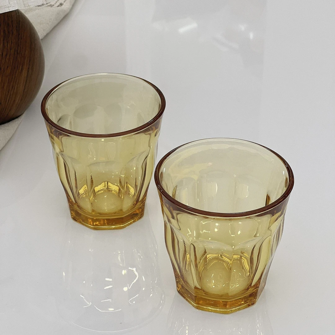 【两个装】KN耐高温玻璃水杯九棱杯高硼硅玻璃家用咖啡杯牛奶杯茶杯