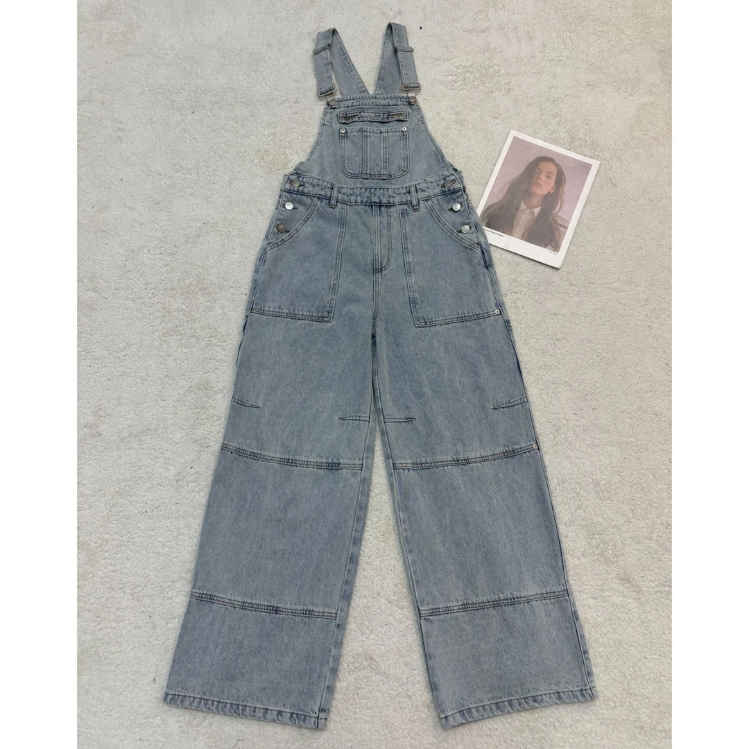 2025新品潮牌款裤腿拼接休闲背带裤25085