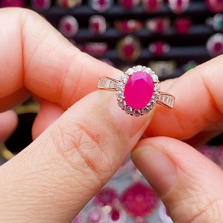 红宝石银S925镶嵌戒指