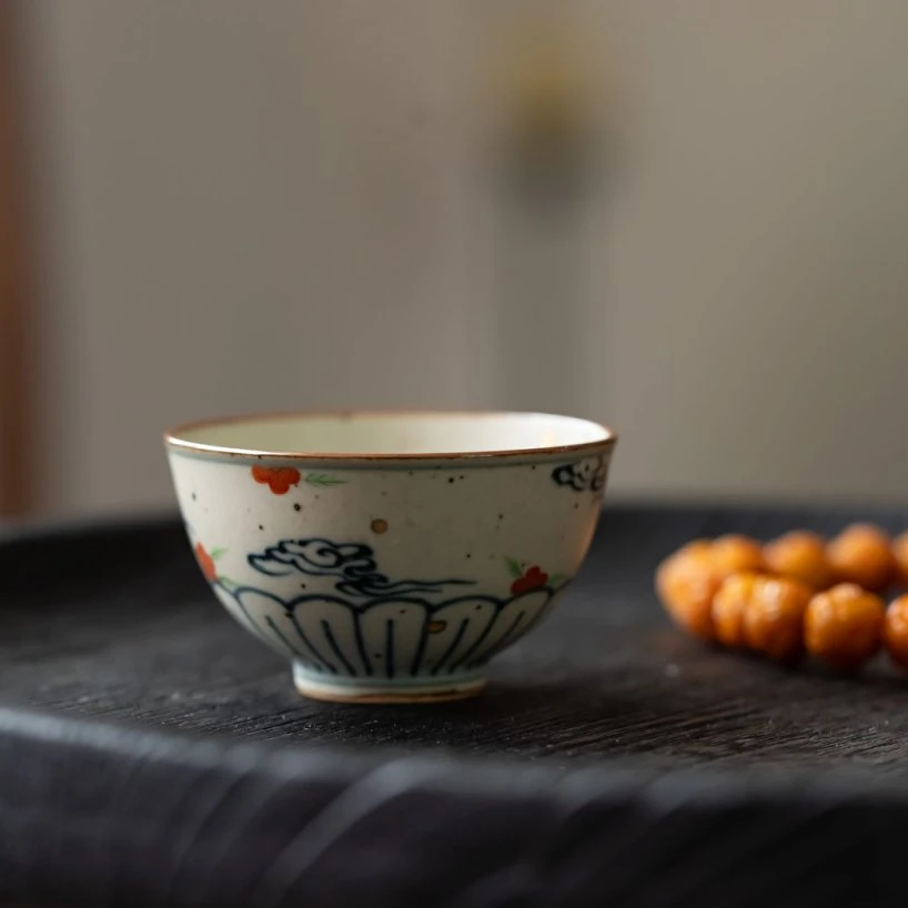 南青 高温全手工手绘 云端鸡心杯