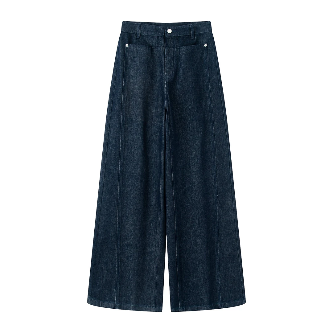 复古牛仔裤2025艾家柜柜同款秋季新款阔腿裤子-3026