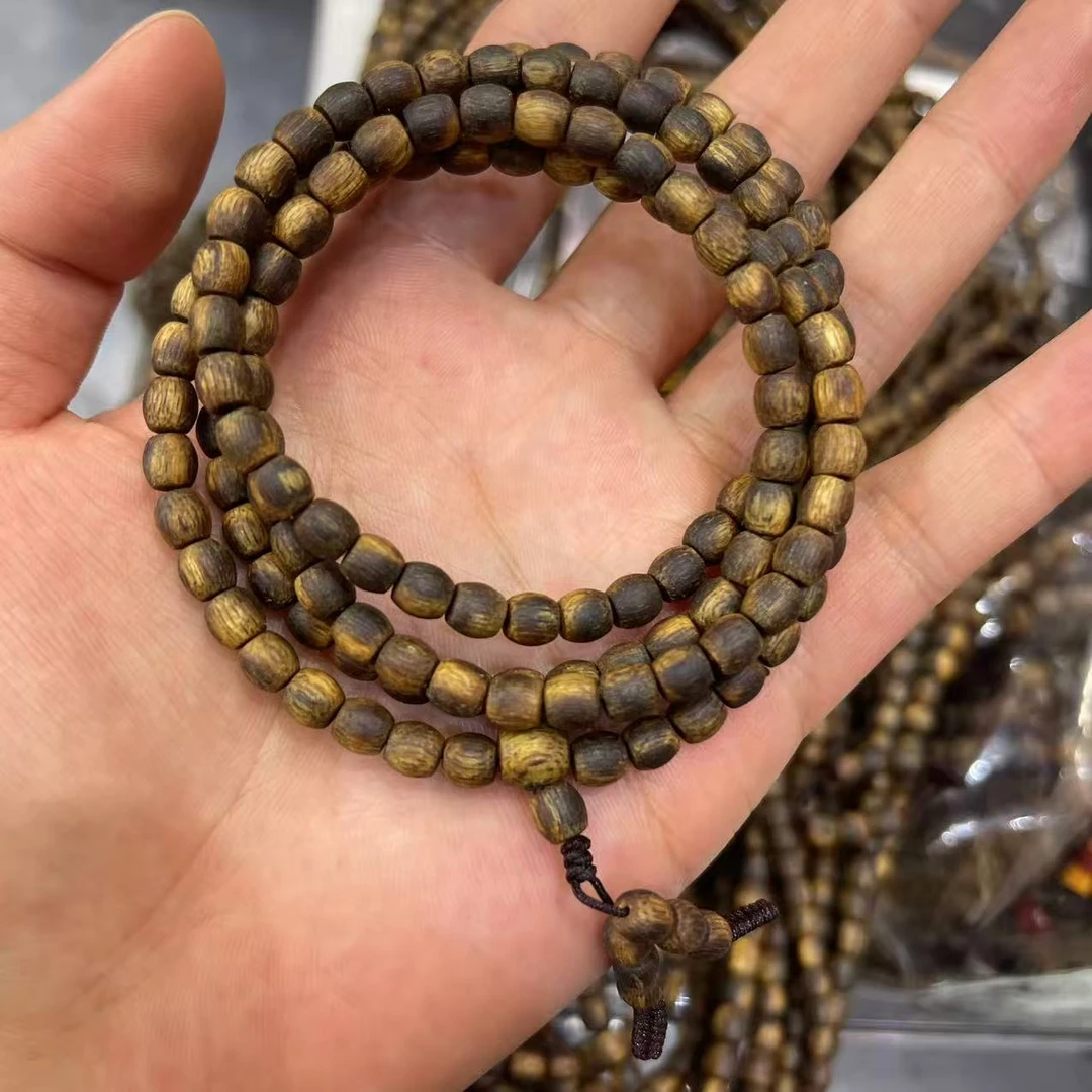 满江红 沉香手串母树嫁接第一茬/满红油乌身卡鼓珠5长串/珍藏级