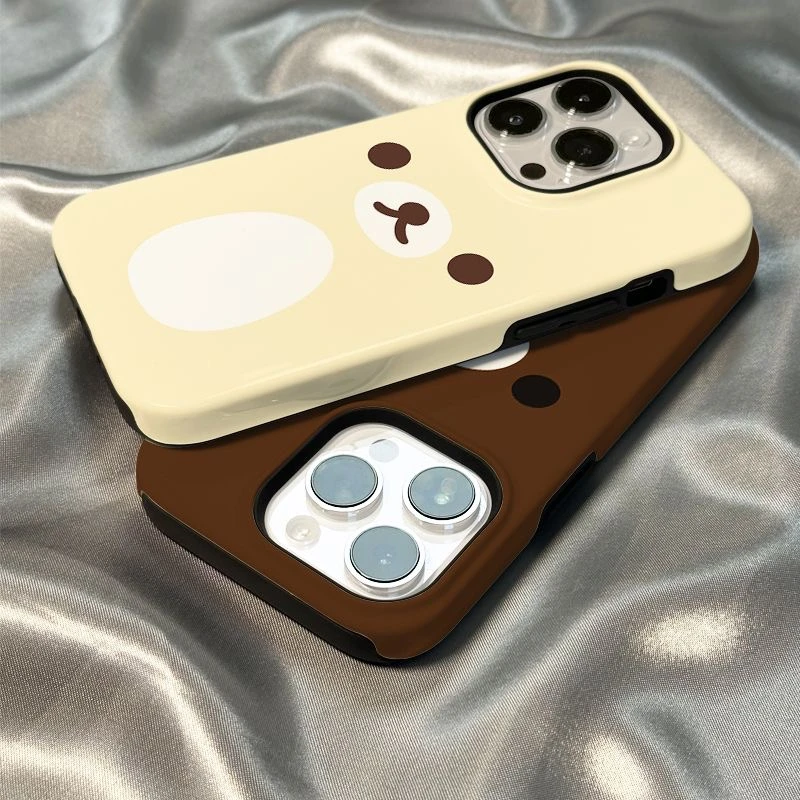 可爱轻松熊情侣款适用苹果iPhone15P/16promax华为mate70手机壳硬