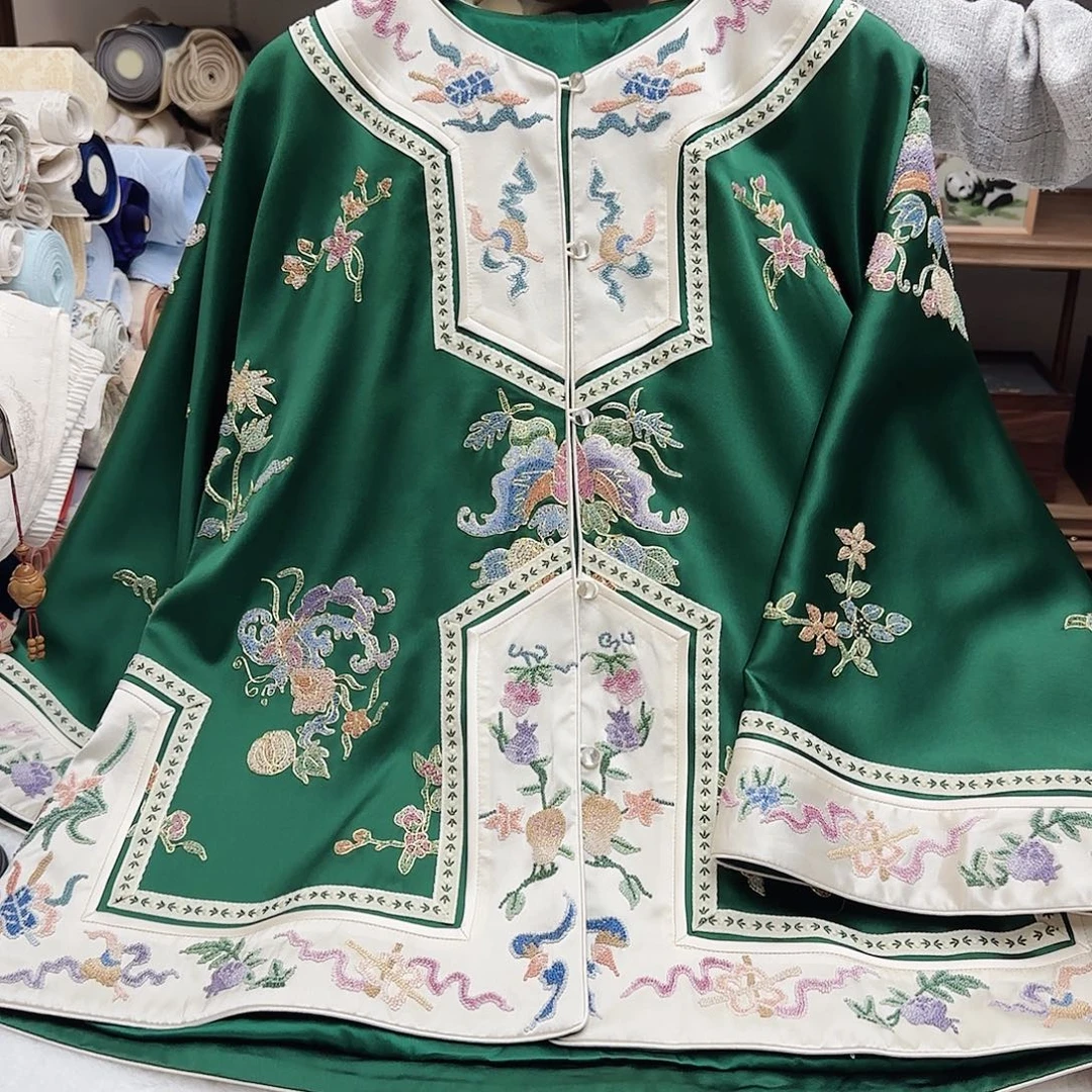 刺绣真丝苏绣太太服胸围116